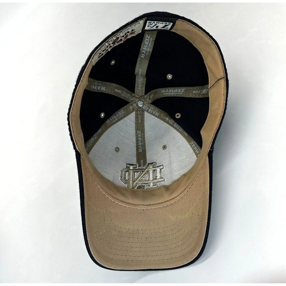 Zephyr The Z Hat Fighting Irish Notre Dame Fitted Hat 7 1/2 Blue‎ Embroidered